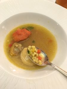 特別メニュー ホワイトソルガムきびのサフラン風味のポワソンスープ