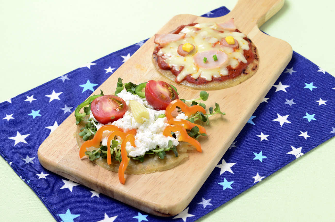 ホットプレートで作る簡単カラフルピザ
