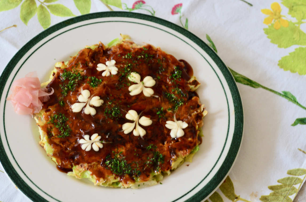 グルテンフリーお好み焼き（厚揚げとエリンギの精進風）