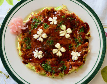 グルテンフリーお好み焼き（厚揚げとエリンギの精進風）