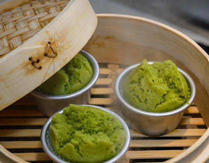 抹茶蒸しパン　～ソルガムきび甘酒添え～